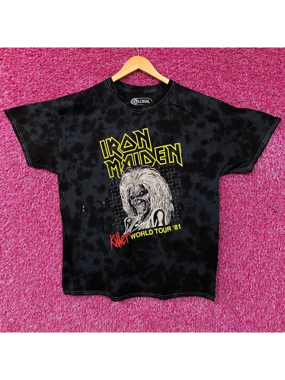 Iron Maiden Killer World Tour '81 Black Tie-Dye T-Shirt Medium